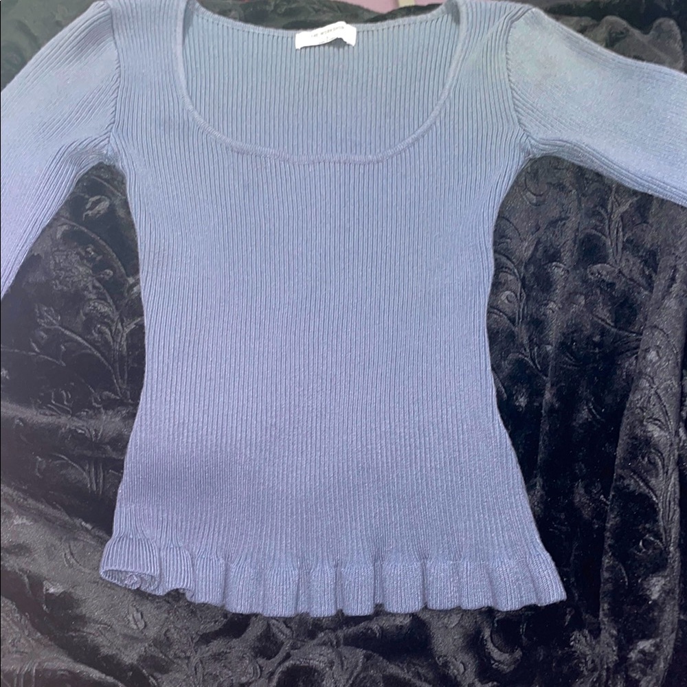 Workshop Republic Clothing Ribbed Knit Top in Gray